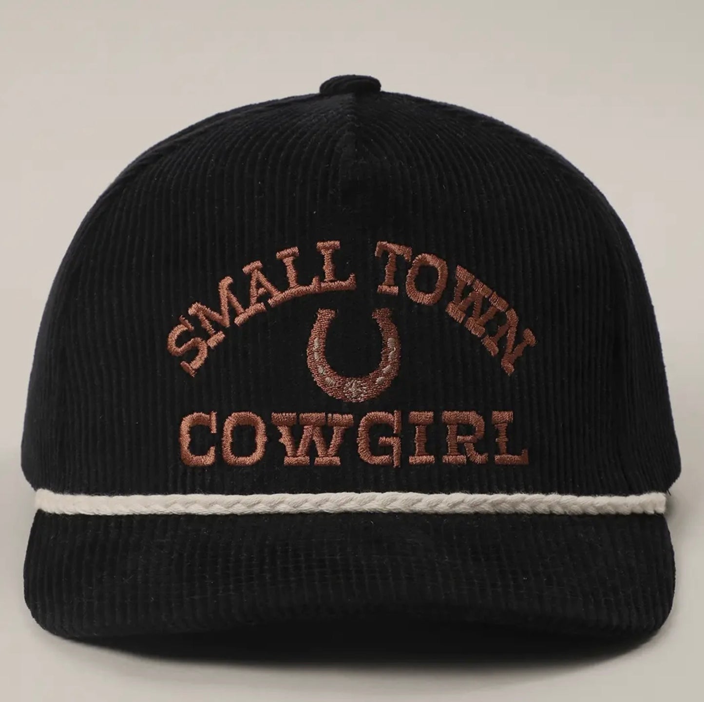 Small Town Cowgirl : Black Corduroy Rope Hat