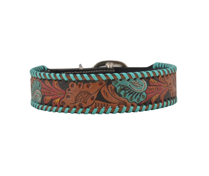 Full Bloom Tooled Leather Dog Collar