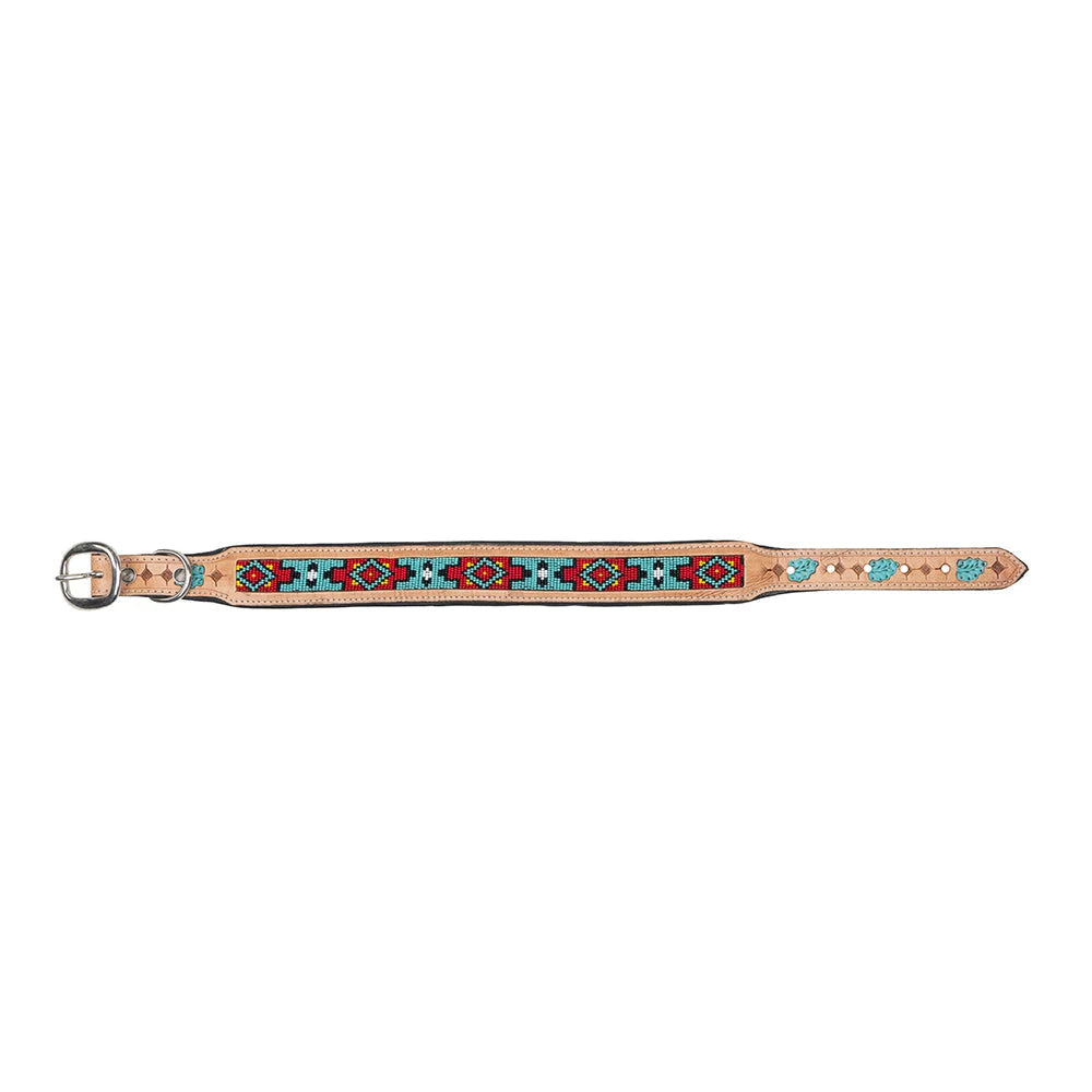 Poppy Of The Plains Hand-Tooled Dog Collar