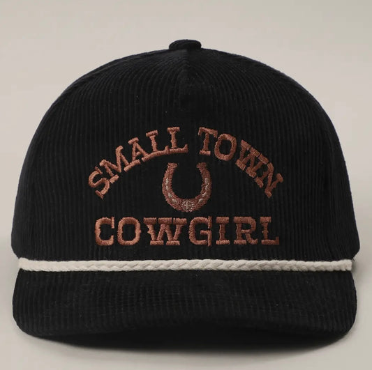 Small Town Cowgirl : Black Corduroy Rope Hat