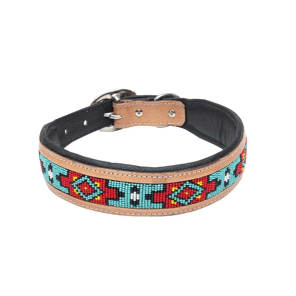 Poppy Of The Plains Hand-Tooled Dog Collar