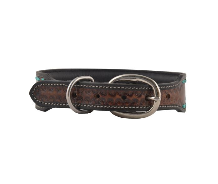 Tooled Flowers Leather Collar