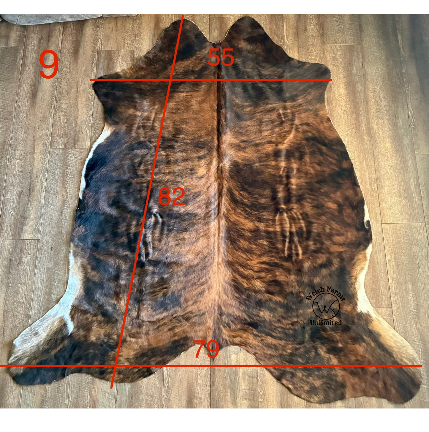 Dark Brindle Cow Hide with Light inlay #9