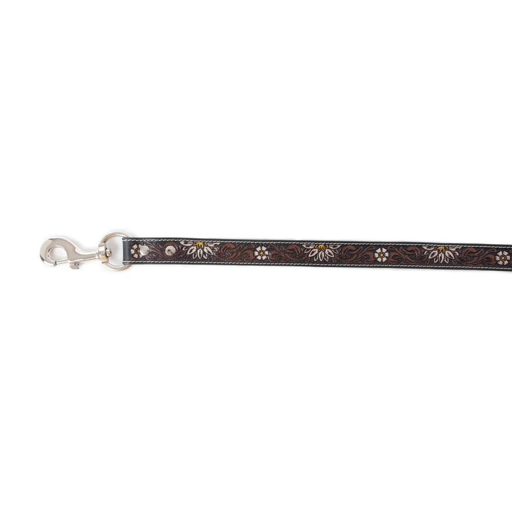 Field of Daisies Hand-Tooled Leather Leash