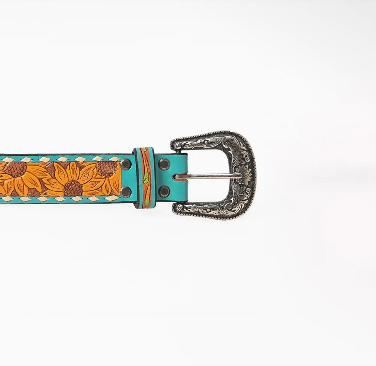 Cactus and Sunflower Leather Belt