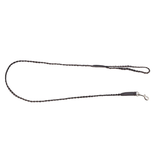 Trailbound Leather Dog Leash In Rustic Brown With Braided Design And Metal Hook