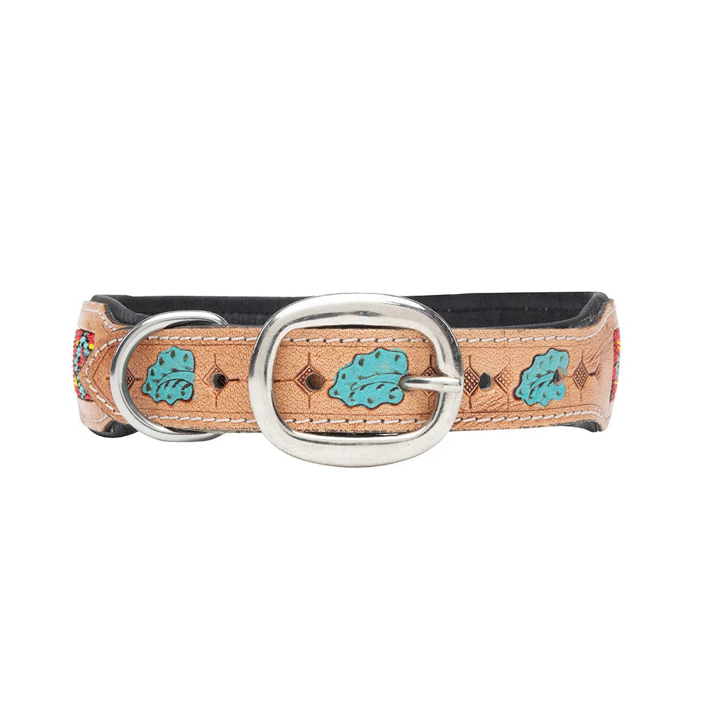 Poppy Of The Plains Hand-Tooled Dog Collar
