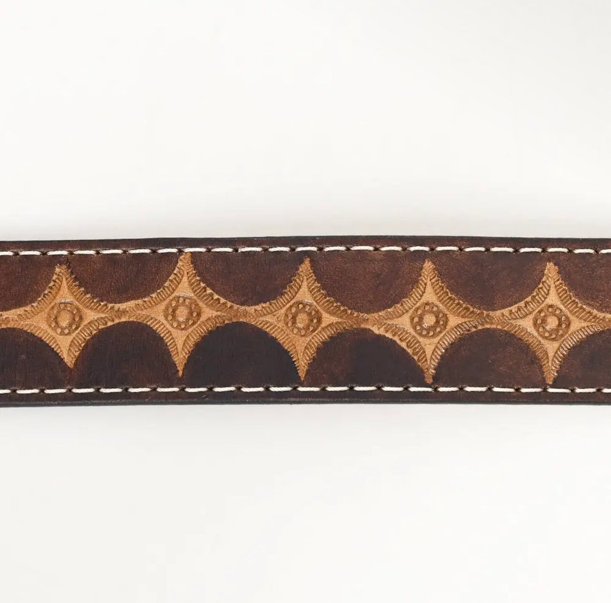 H Bar Star Hand Tooled Leather Belt