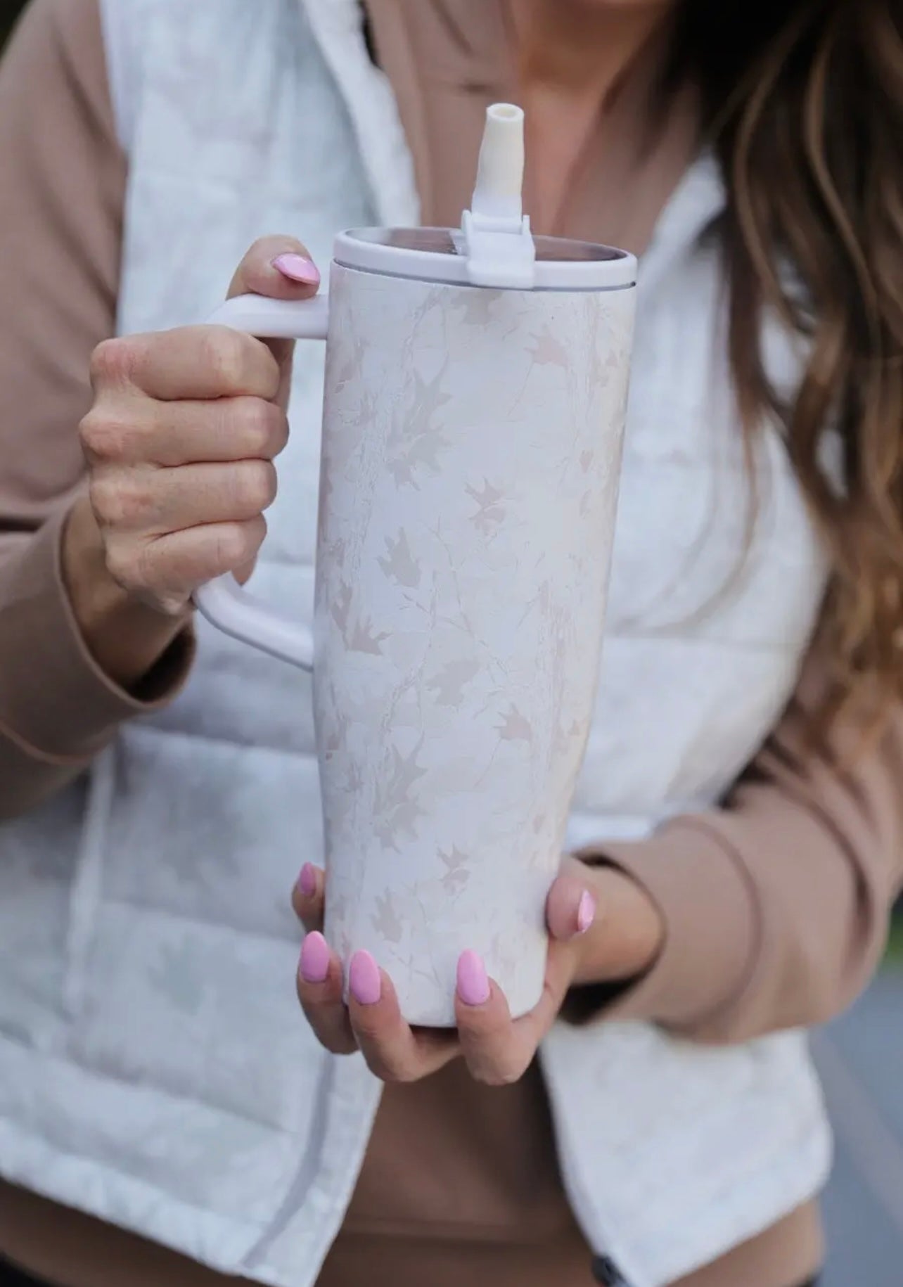 Camo Sleek Tumbler-White