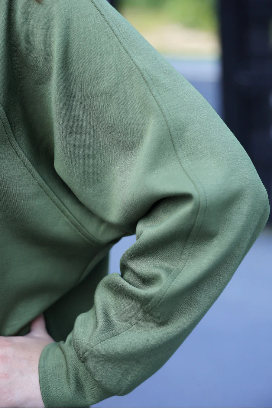 Kayla Luxe Hooded Quarter Zip Pullover- Olive